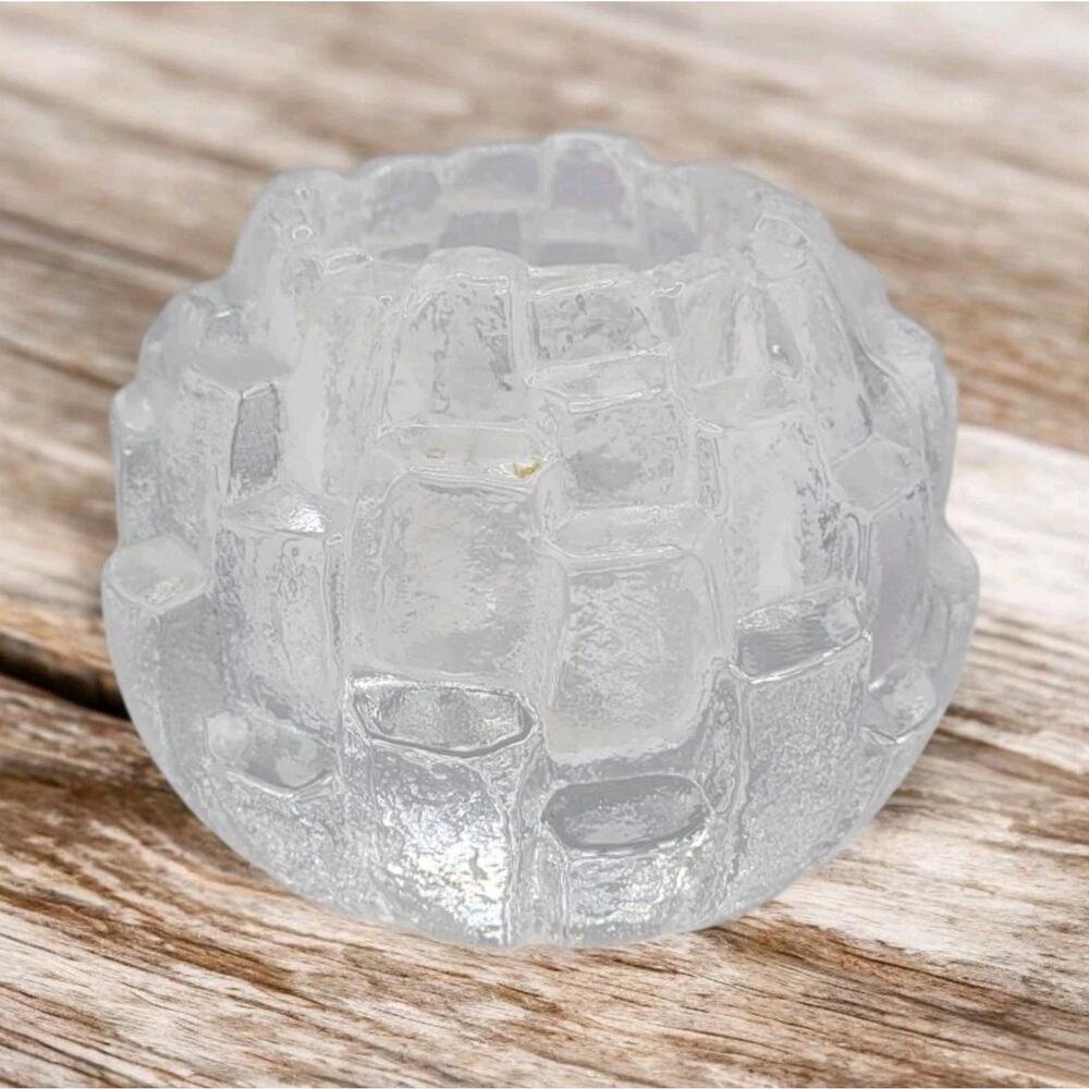 Kosta Boda Sweden Igloo Ice Blocks Clear Art Glass Votive Candle Holder